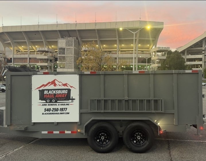 Blacksburg Haul Away branded dump trailer